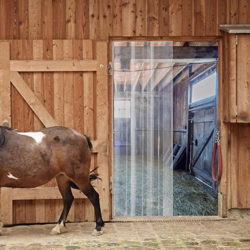 Image of Moukeren Plastic Curtain Strips, 50 ft x 8 in Clear PVC Strip Curtain Roll, Heavy Duty Plastic Insulated Freezer Door Strips for Commercial, Walk-in Cooler, Garage, Warehouse, 0.08 inch Thickness