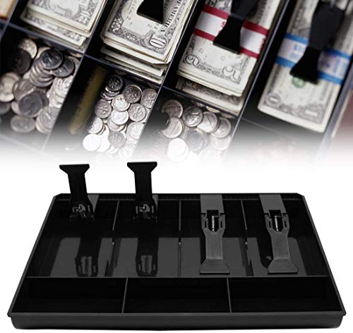 Image of Cash Tray Organizer for Shops, Portable cash counter, ABS Plastic Manual Money Box Plastic cash drawer organizer tray, cashier drawer box with coin slot, bill counter cash box (4 SLOT)
