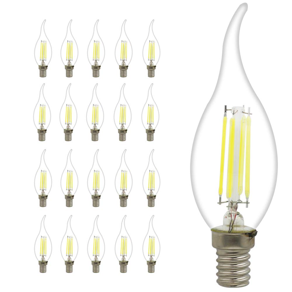20 Pack E14 Ampoule de Filament LED 4W Ampoule Edison C35 Ampoule Vintage Aspect de Flamme 360LM Super Brillant LED Edison Lampe Filament AC 220V Blanc froid