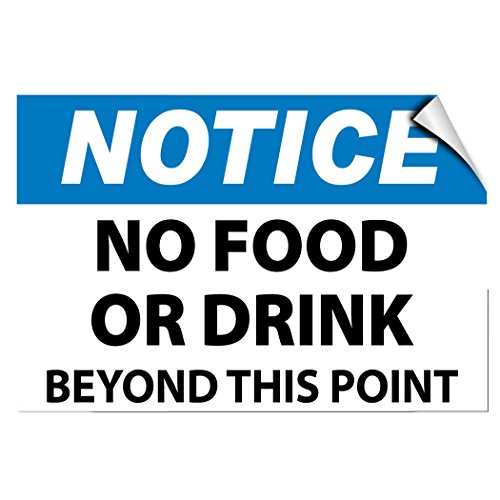 Autocollant Notice No Food or Drink vinyle adhésif de signalétique de sécurité