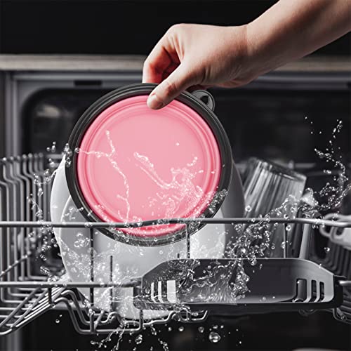 Image of Dog Bowl Pet Collapsible Bowls, 2 Pack Collapsible Dog Water Bowls for Cats Dogs, Portable Pet Feeding Watering Dish for Walking Parking Traveling with 2 Carabiners (Large, Fairy Pink & Sprout Green)
