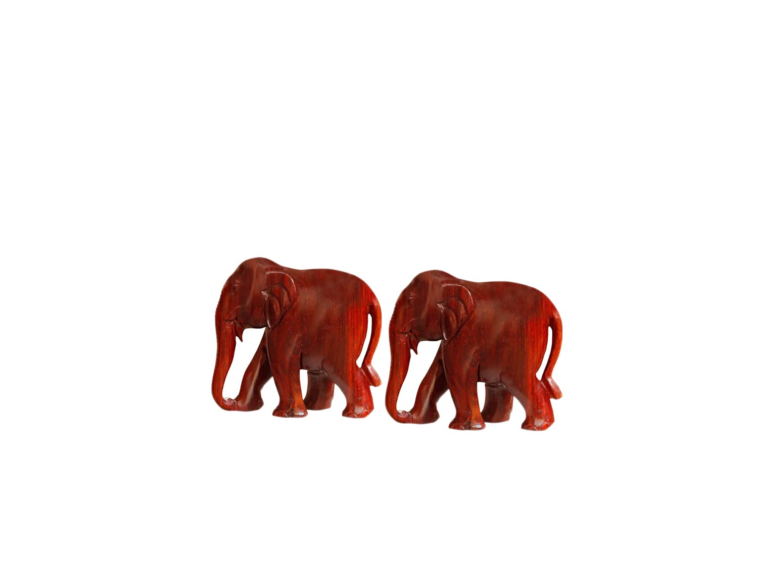 Elephant Showpiece Home Decor | Lal Chandan Hathi | Como Set | Natural Red Sandalwood Elephant Pair [Down Trunk 1 INCH]