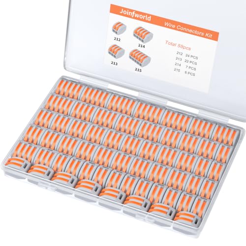 Joinfworld 59pcs Lever Wire Connectors Terminals Kit Push-in Electrical Connectors Quick Connect Lever Nuts 2/3/4/5 Conductor Combination for 28-12AWG