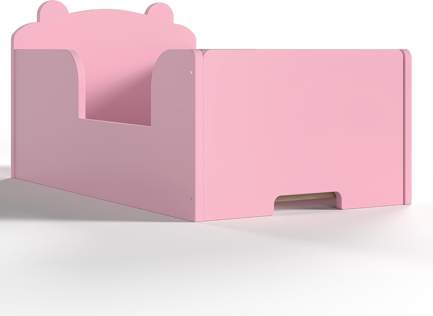 Bear-Shaped Floor Sleeping Platform, Pink Cot Style, Low Profile Design, Ages 3-6, Pink