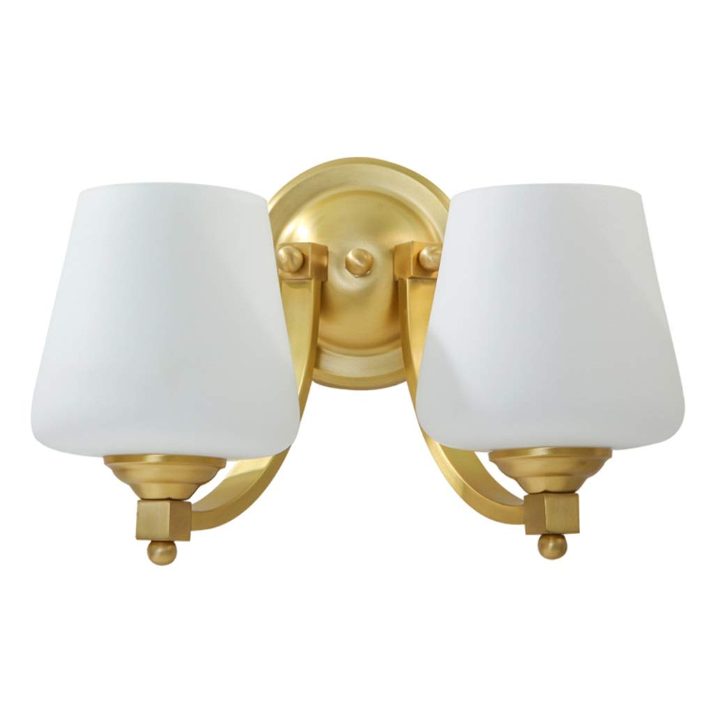 ZTCHSENZT Wall Sconces, Indoor Wall Sconces Bedroom Bedside Wall Lamp Hard Line Wall Lamp H65 Full Copper Lamp Body Glass Lampshade Living Room Bedroom Corridor Lamp Bedroom Wall,Double head
