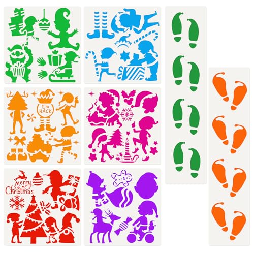 Pack de 8 plantillas de huellas navideñas