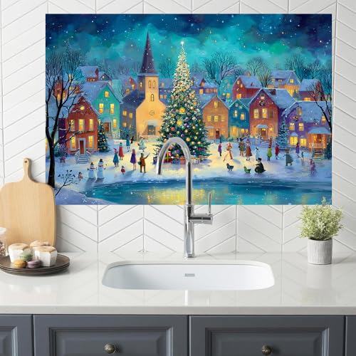 Image of Christmas Town Square Backsplash Peel and Stick, 35.4x23.6 in