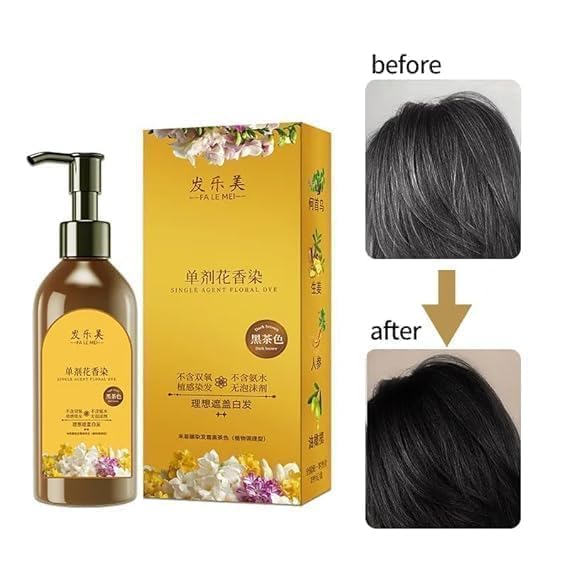 Image of Plant-Based Hair Dye Shampoo for Women & Men | Ammonia-Free, Paraben-Free | Natural, Long-Lasting Hair Color | Suitable for All Hair Types | 300ml Home Use x2