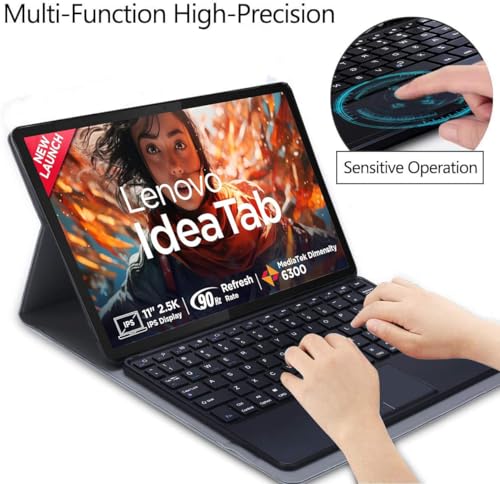 Image of HOM Tri-Fold Detachable Wireless Bluetooth Keyboard with Trackpad /Touchpad Tablet Cover Case for Lenovo Idea Tab 11-inch 2025 Tablet