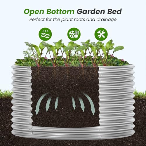 image for Land Guard 4×4×3ft Galvanized Raised Garden Bed Kit, Round Galvanize