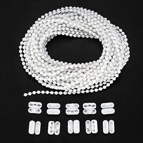 Zhenle Roller Blind and Roman Shade Blind Beaded Chain Cord White Plastic Roller Blind Chain Repair (10M) Cover