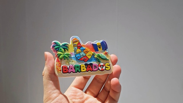 Imán decorativo 3D pintado a mano con mapa de Barbados miniatura 7