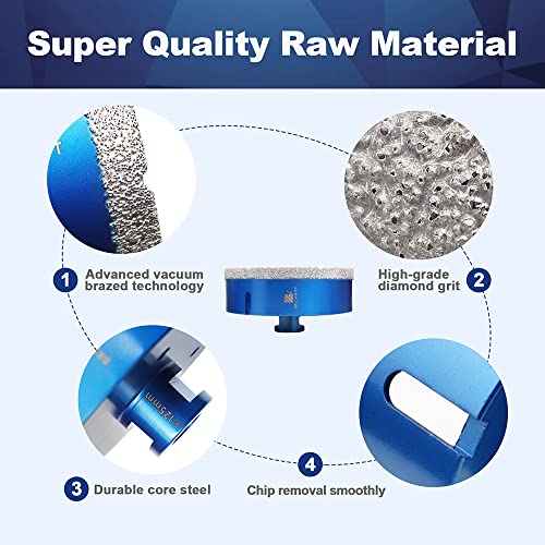 Diamond Drill Bit 125mm,BRSCHNITT 1pc M14 Vacuum Brazed Diamond Tip Drill Bit for Tile Porcelain Stoneware Ceramic Marble Granite Drilling,Suitable For Angle Grinders - Image 3