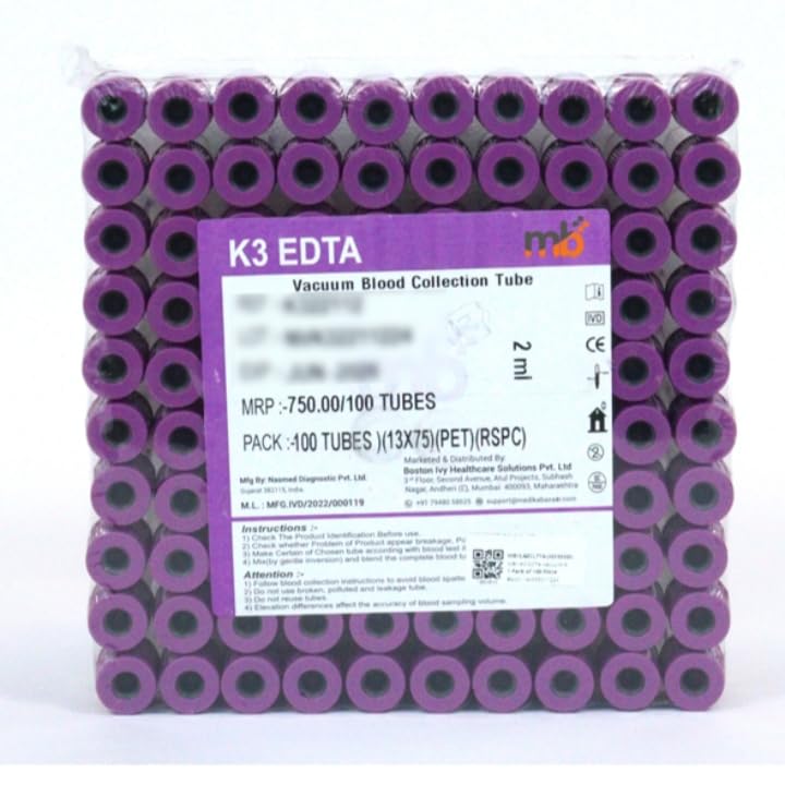 Mb+ K3 EDTA Blood Collection Tubes, PP Material, 2ml/3ml/4ml, Non-Vacuum, Laboratory and Hospital Use, 100 Pack (2 ml)-image-24