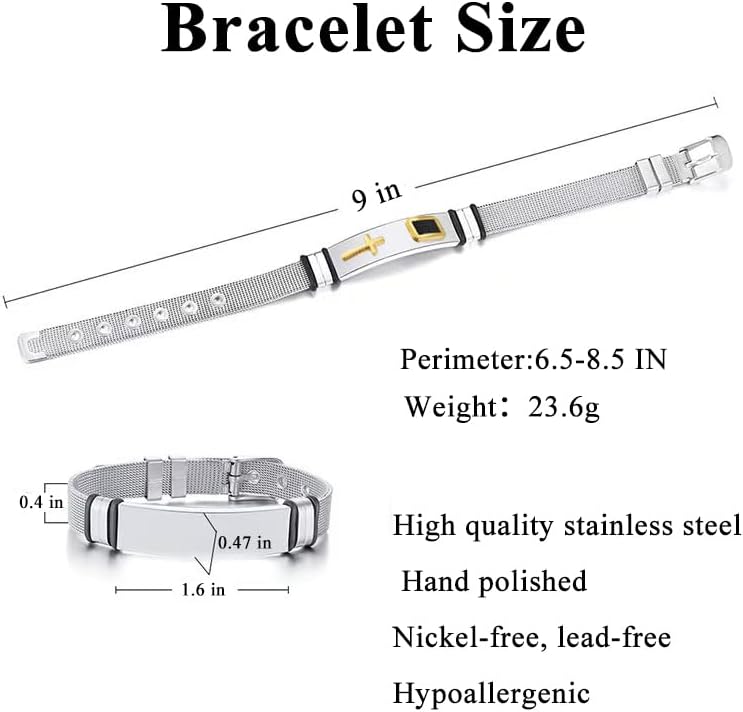 Mens Cross Bracelet Stainless Steel Christian Bracelet Religious Jewelry with Modern Mesh Design Personality Gift for Men - Image 6