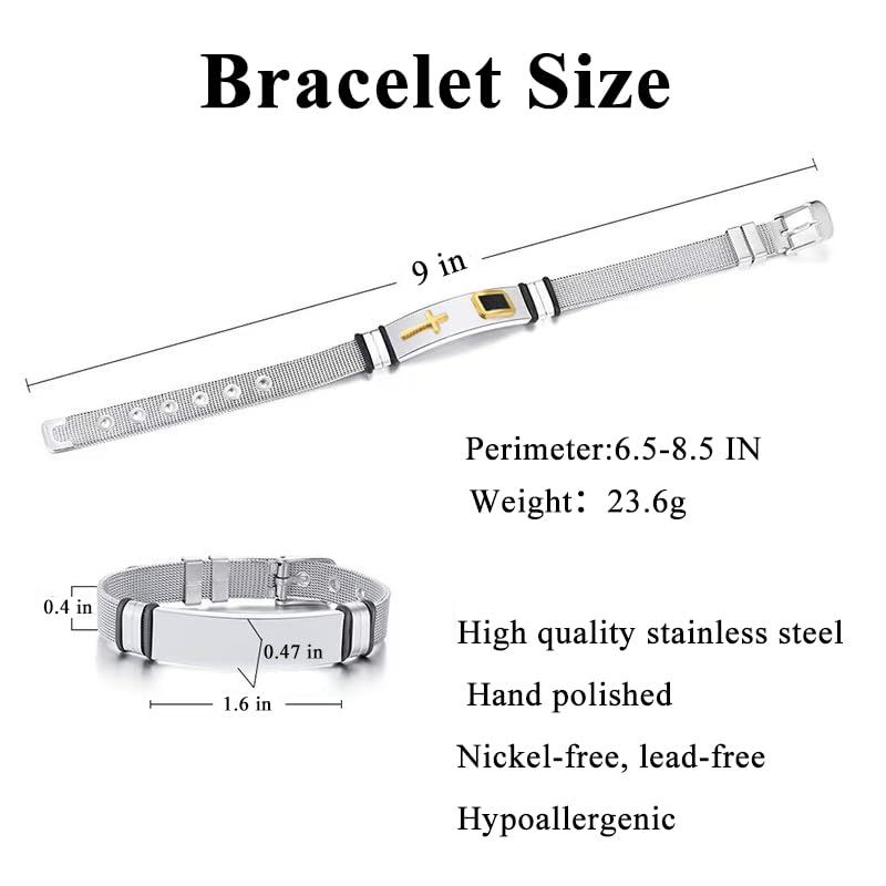 Pulsera masculina cruz de acero inoxidable diseño moderno miniatura 6