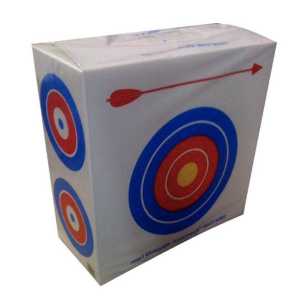 Drew Polystyrene Foam Archery Target 2' Square With a Large Bull's Eyes on One Side for Beginners and Four Smaller Bull's Eyes on The Other Side for Experienced Archers Great for Light Weight Bows
