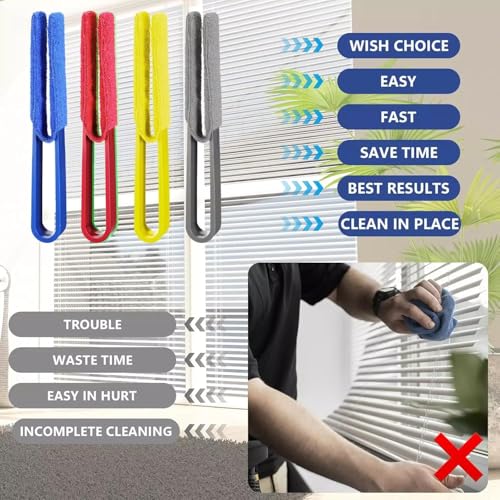Image of 4 Pcs Multicolor Reusable Window Blinds Duster, Cleaner Duster Brush, Cleaning Tools for Window, Air Conditioner Vents, Fans, Car Vents