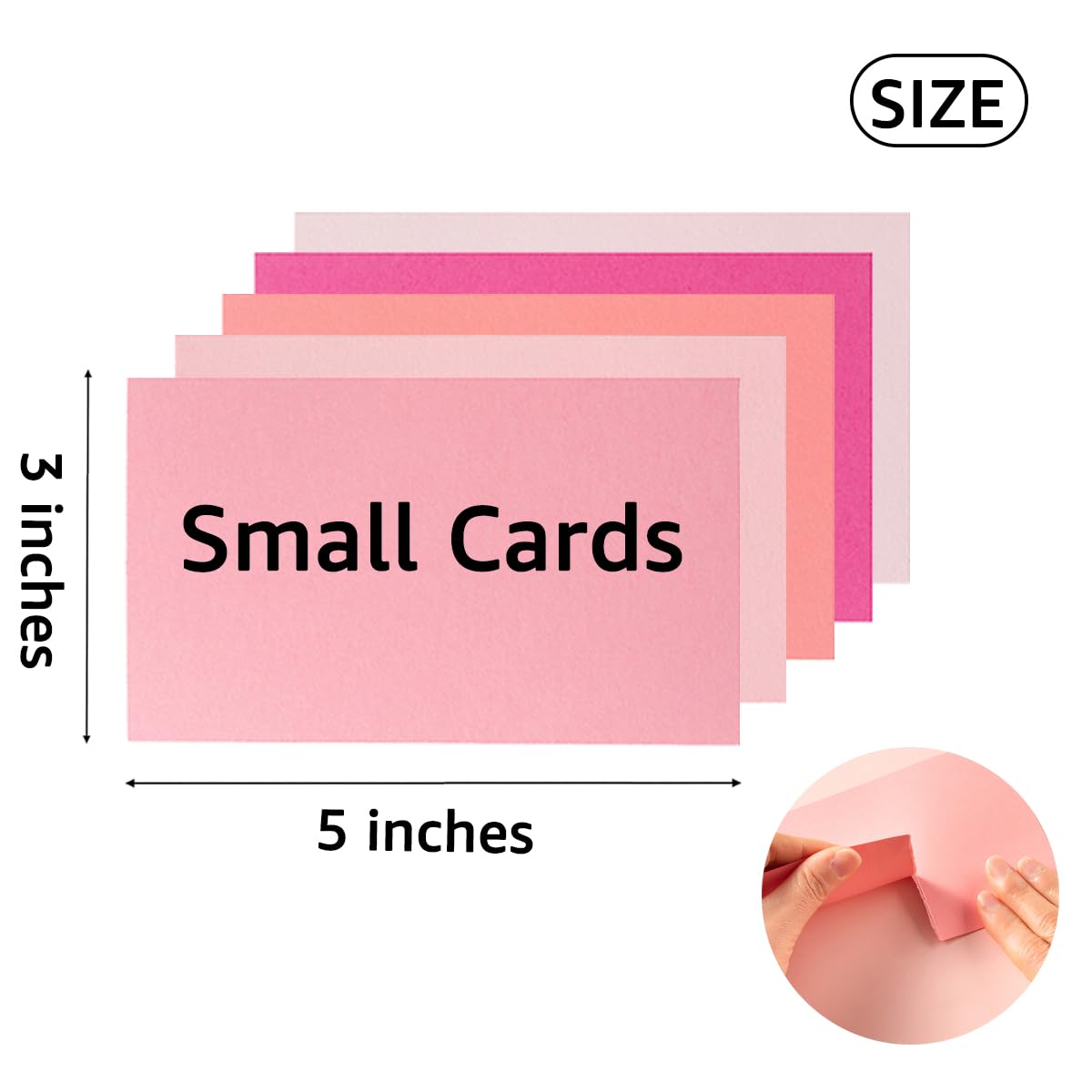 50 hojas de papel de cartulina de colores pequeños de 3 x 5 pulgadas, 5 colores, tarjetas en blanco, cartulina pesada de 250 g/m² para proyectos de arte de bricolaje, tarjetas (rosa)