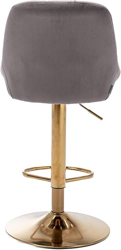 Miniatura 5 de Anwickmak Taburetes de bar giratorios modernos, taburetes de bar ajustables con respaldo y reposapiés, sillas de bar hidráulicas tapizadas de