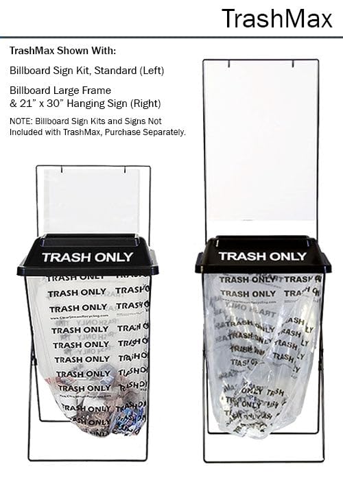 Zero Waste Event Trash and Recycling System | Portable Trash and Waste Bin | Great for Events, Festivals, Schools - 5 Pack - Black
