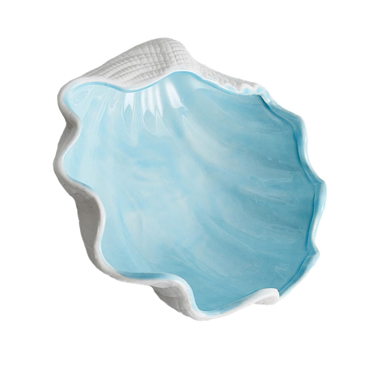 Bandeja Soporte Multiusos Forma de Concha Azul de Cerámica para Almacenamiento de Joyas y Llaves, Decoración Creativa Hogar y Moderno
