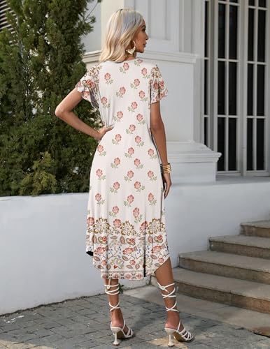 Image of Ekouaer Long Nightgowns for Women with Pockets Short Sleeves Moo Moos for Women Casual Maxi Dress House Dresses S-XXXL
