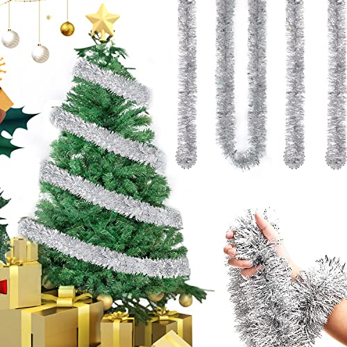 PATRICHOR Guirlande de 12 mètres de Noël en métal argenté rouge doré brillant pour sapin de Noël Couronne de mariage fête Cover