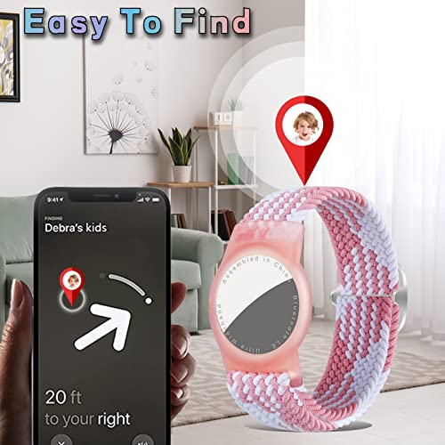 Dingfeiyu Nylon Airtag Wristband - Anti-Lost, Scratch-Resistant, Waterproof Airtag Holder for Kids (Pink Wave) - Image 4