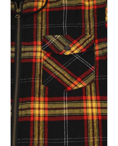 Image of ZENTHACE Men's Sherpa Lined Full Zip Hooded Plaid Shirt Jacket