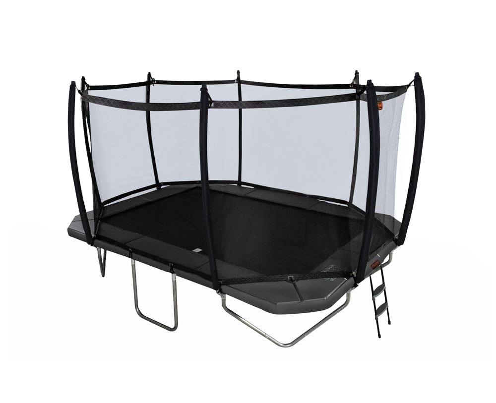 AvynaPro-Line Above-Ground Trampoline with Safety Enclosure - Large Round Outdoor Trampoline for Children and Adults - Black, Polypropylene Mat, Steel Frame and Springs, Combined Pad