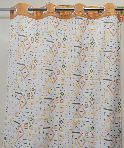 Image of Dekor World 2 Pieces Cotton Tribal Diamond Collection for Bedroom and Living Room (Orange, Window: 42x60 Inches)