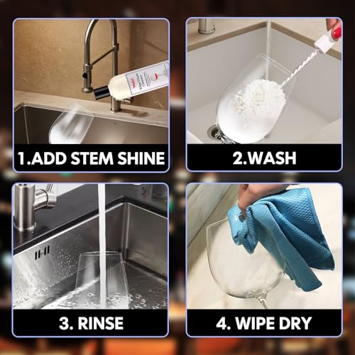 Image of Wine Glass Cleaner and Crystal Cleaning Liquid, Effectively Removers Odors, Grease, Lipstick, Dirt, Residuum, and Fingerprints on Wine Glasses, Leaving Them Crystal Clear and Sparkling - 16.91 Oz