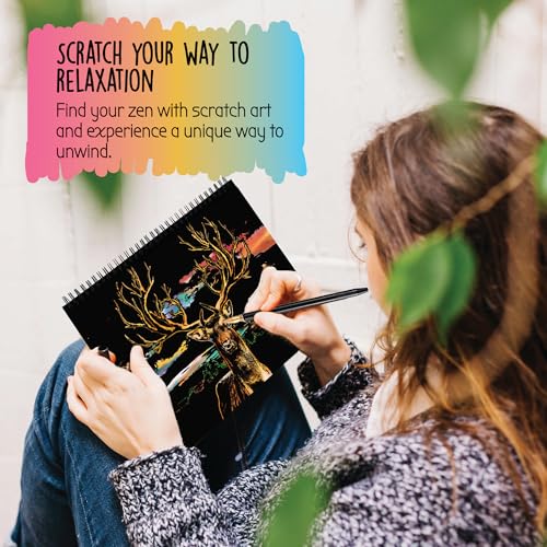 animals scratch art book for adults - colorful animal series scratch art  scratch painting foil art for adults  scratch and sketch animal series books  foil engraving scratch art animal series