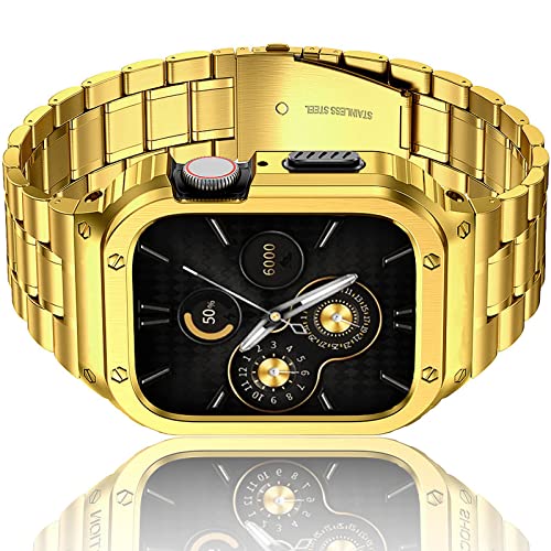 Bracelet Apple Watch en acier inoxydable or pour sublimer vos tenues business en iWatch 45mm