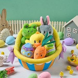 JOYIN 7 Pcs Basket for Easter Plush Original Style Plushies Playset Stuffers Toys Party Favors,Plush Baby, Toddler & Kids of All Ages JOYIN 7 Pcs Basket for Easter Plush Original Style Plushies Playset Stuffers Toys Party FavorsPlush Baby Toddler Kids of All Ages