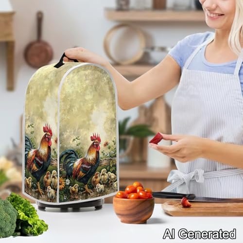 Image of Chicken Blender Dust Cover, Anti Fingerprint Polyester Stand Mixer or Coffee Maker Appliance Protector, Stain Resistant Blender Cover for Kitchen Appliance