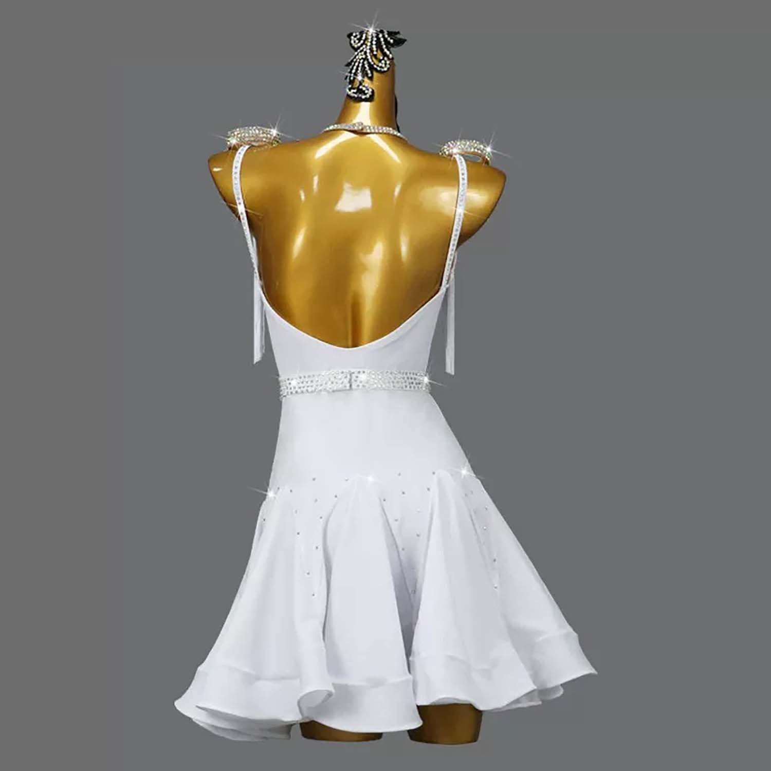 Latein Tanz Performance Kleider Mit Fransen Für Damen Ärmelloses Tango Modern Turnierkleid Mit V-Ausschnitt Gesellschafts