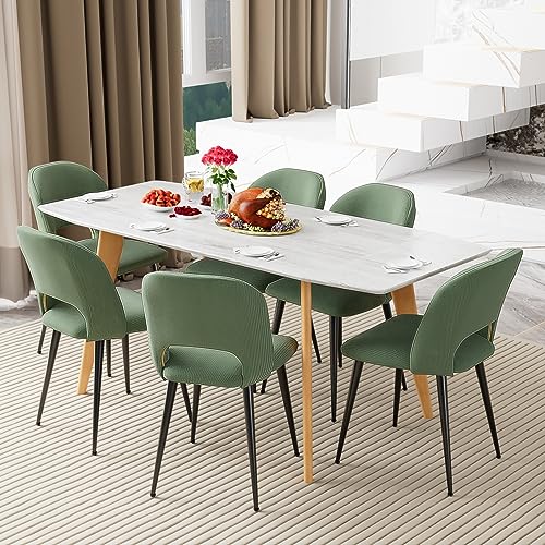 Arunthlana - Juego De 6 Sillas De Comedor De Terciopelo, Con Respaldo De Cocina, Con Patas De Metal Negro, Silla De Relax, Para Sala De Estar, Dormitorio, Comedor, Color Verde Arunthlana - Juego De 6 Sillas De Comedor De Terciopelo, Con Respaldo De Cocina, Con Patas De Metal Negro, Silla De Relax, Para Sala De Estar, Dormitorio, Comedor, Color Verde