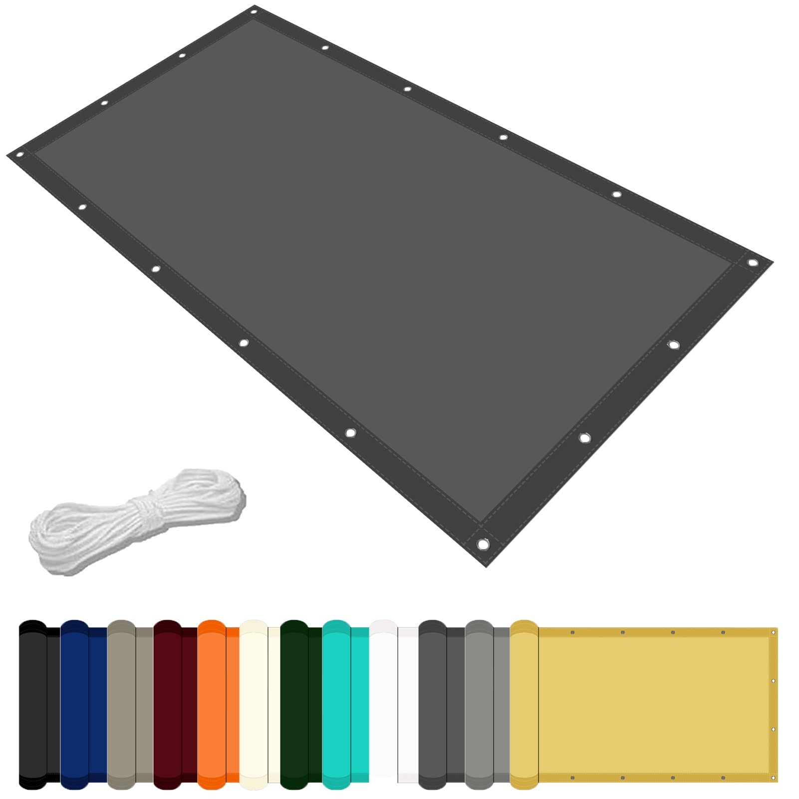 Voile d'ombrage rectangulaire 3.6x7.8m en PES gris foncé pour jardin