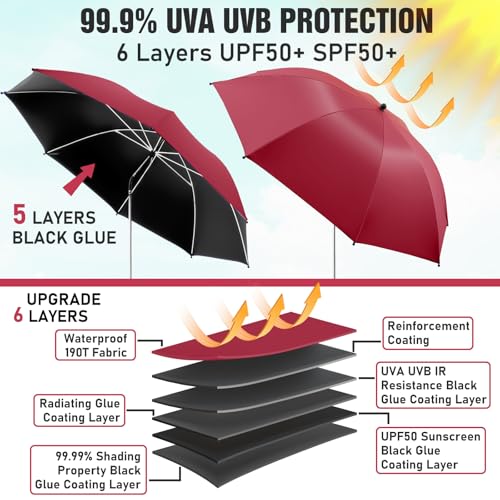 Image of 2 PACK Beach Umbrella with Clamp, 360 Adjustable Umbrellas for Chair, UPF50+ Umbrella for Beach Chair, Patio Chair, Wheelchair, Camping Chair, Golf Carts (Chair Not Included)