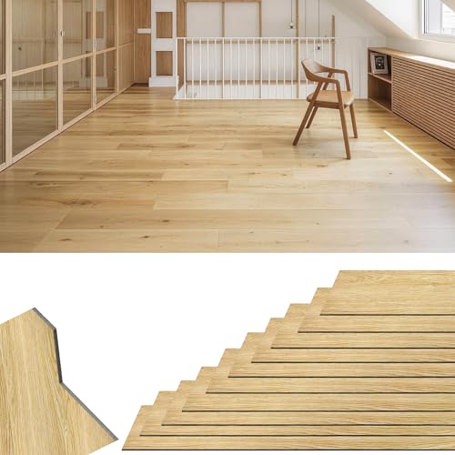 XMTECH Suelo de PVC autoadhesivo para suelo de vinilo, efecto madera, impermeable, para cocina, salón, baño, garaje, 91,44 x 15,24 cm, grosor 2 mm, 36 unidades, 5 m², amarillo