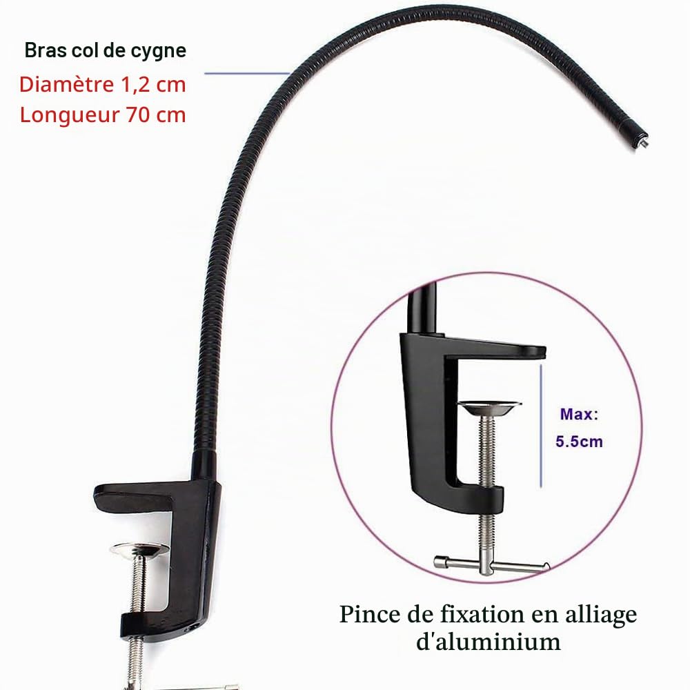 Etucro Webcam Support 27" col de cygne réglable pour webcam Logitech C925e C922 C930 C920 C615 et plus (filetage 1/4")