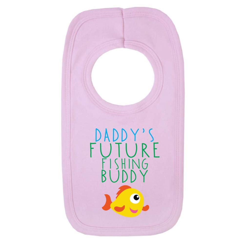 Kickass Tees Daddys Future Fishing Buddy 1 Baby Bib One Size Pink Funny Sweet Fishing Dad New Baby Boy Gift