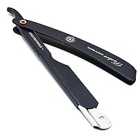 Vista 5 de Parker PTABK Adjustable Stainless-Steel Barber Razor 3 Blade Exposures (Low/Medium/High) Straight Shavette with 5 Premium Platinum Refills