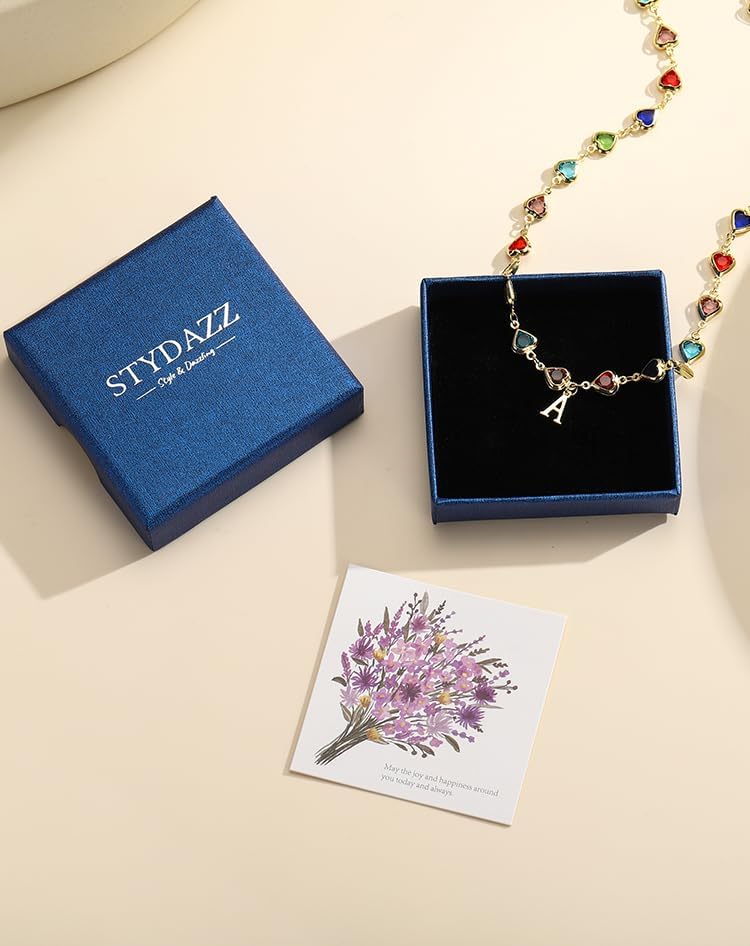 Colorful Heart Initial Necklaces for Women 14K Gold Plated Necklace Cute Choker Necklace Dainty Name Necklace Trendy Jewelry Birthday Gifts for Women - Image 6