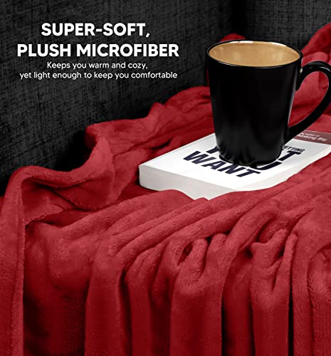 Utopia Bedding Fleece Blanket Queen Size Burgundy 300Gsm Luxury Bed Blanket Anti-Static Fuzzy Soft Blanket Microfiber (90X90 Inches) #TOP1