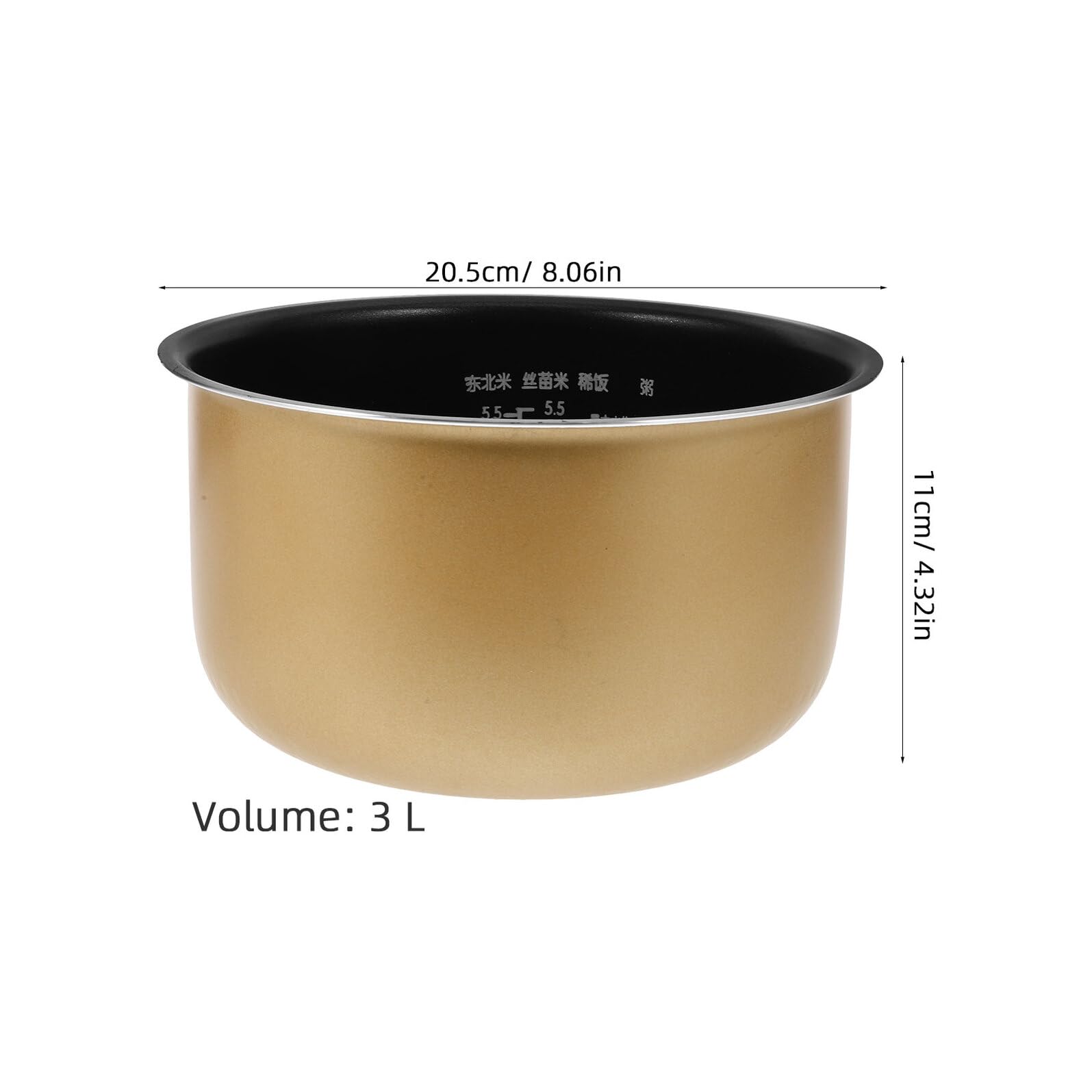 SHINEOFI Cuve Intérieure Antiadhésive 3 litres en Alliage Résistant Remplacement Pot Cuiseur à Riz Usage Domestique Polyvalent pour Autocuiseur et Cuisson Quotidienne