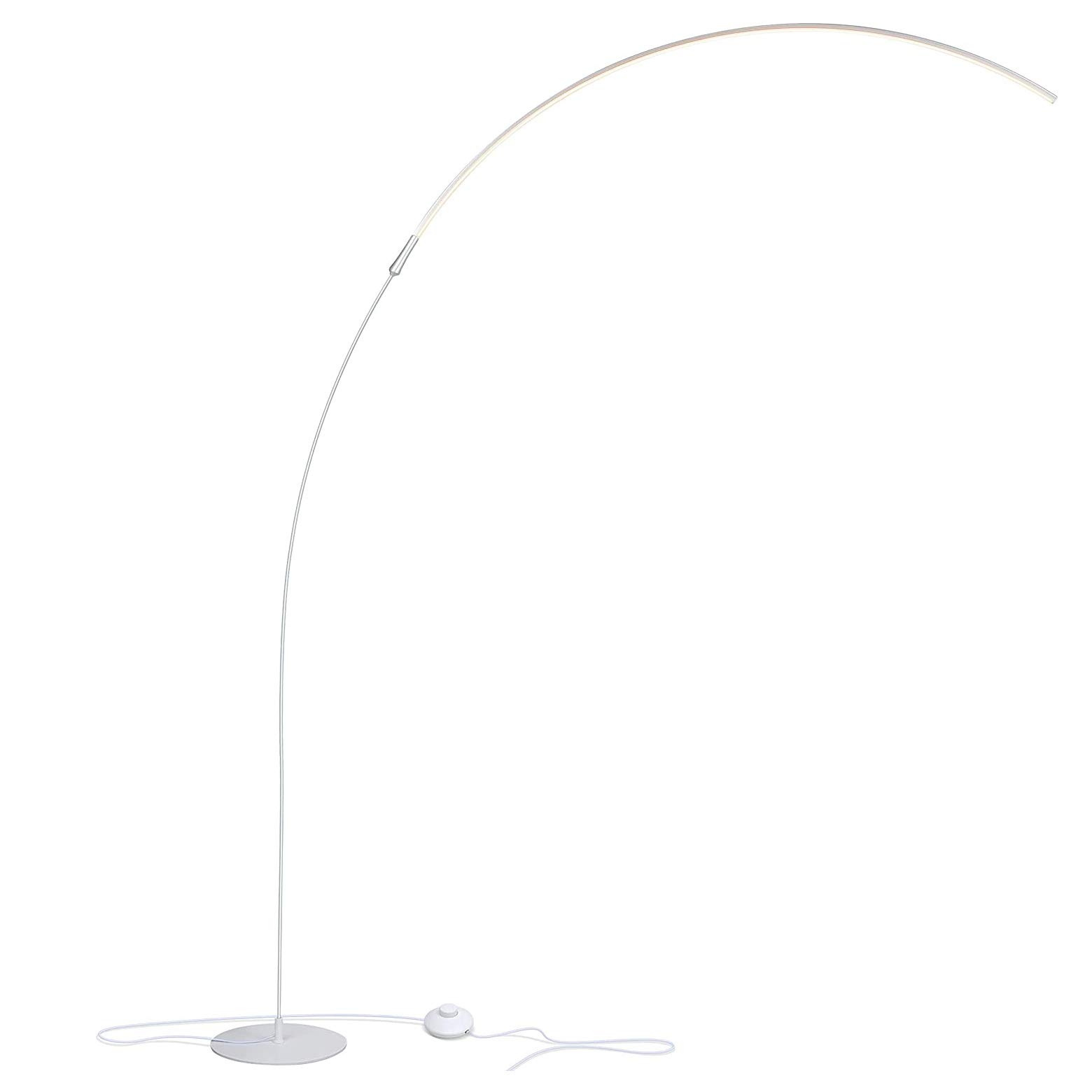 Brightech Sparq Arc Floor Lamp - Sleek, Minimalist Curved LED Standing Lamp for Living Room, Office Desk, Arches Over Bed and Sofa for Reading, Bright & Dimmable Task Light - Silver