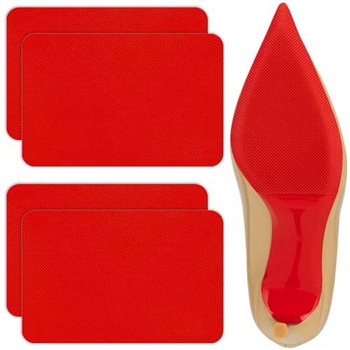 Linwei Red Bottom Shoe Protector for Christian Louboutin Heels Self Adhesive Sole Protectors Durable Shoe Bottom Protector Guard Non Slip Shoe Pads 4 Pieces (Red 4 x 6)
